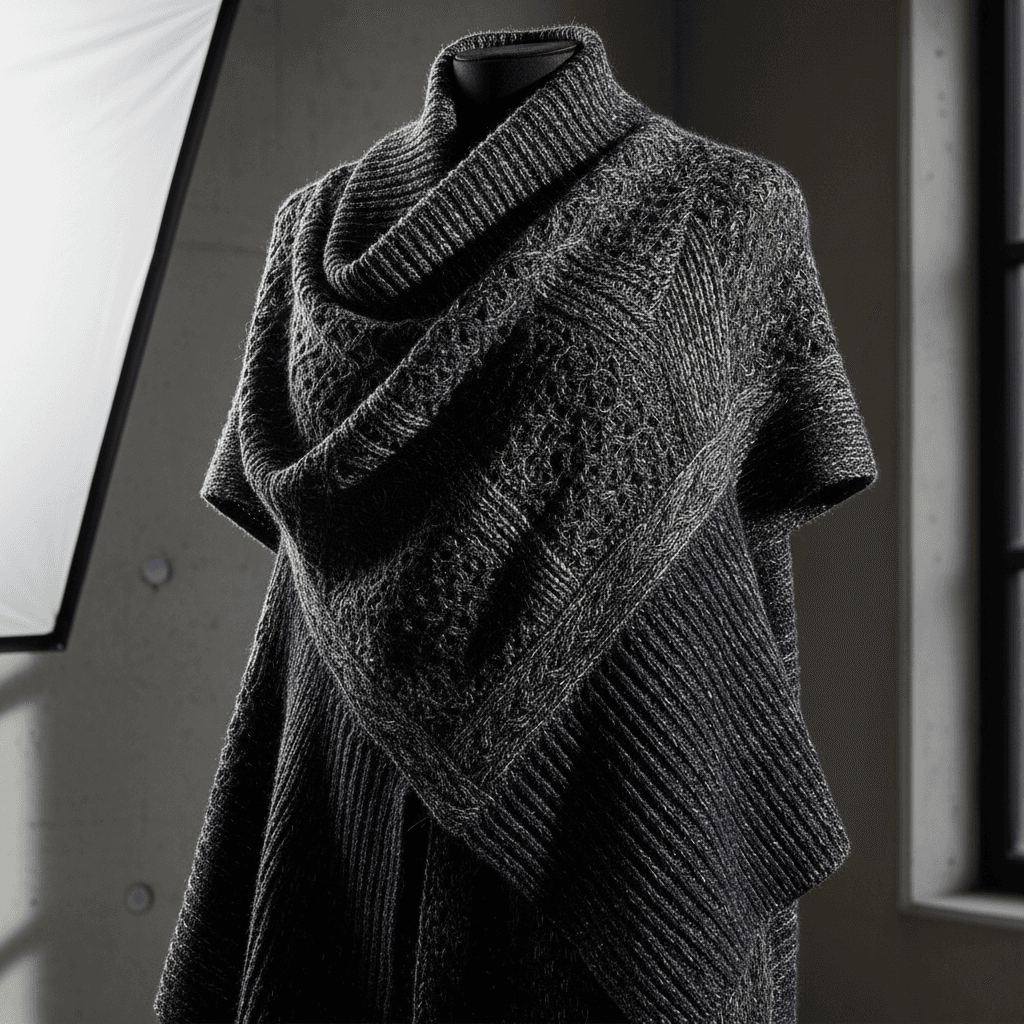 Avant-garde knitwear construction detail